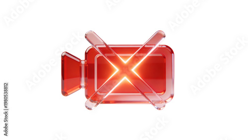 No Video Recording Allowed Sign with Red Glassy Camera and Cross