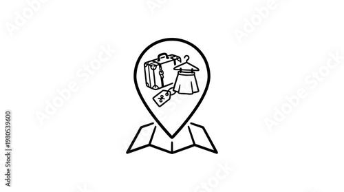 Location Marker Icon with Shopping Items