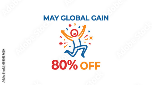 May Global Gain Sale Banner with Jumping Figure