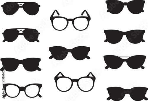 Various glasses silhouettes sunglasses