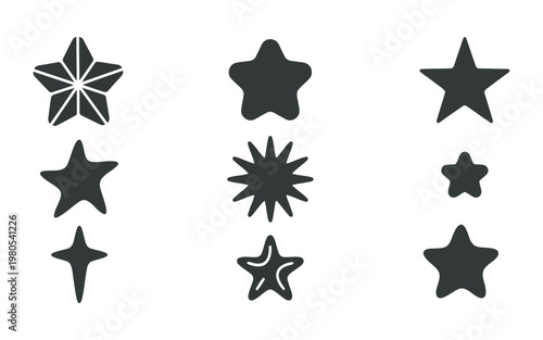 Minimal hand drawn star shapes and vector elements set 