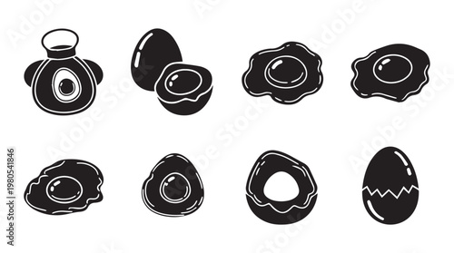 Stylized egg icons in a clean monochrome pattern for breakfast and food concepts