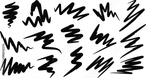 Black Scribbles on White Background
