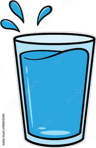 Glass of Fresh Drinking Water with Splashing Drops