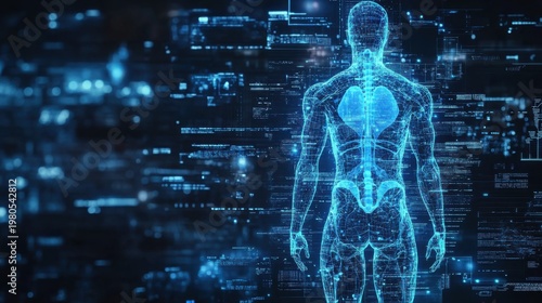Revolutionary digital human body scan healthcare facility medical data visualization clinical environment 3d perspective patient insights