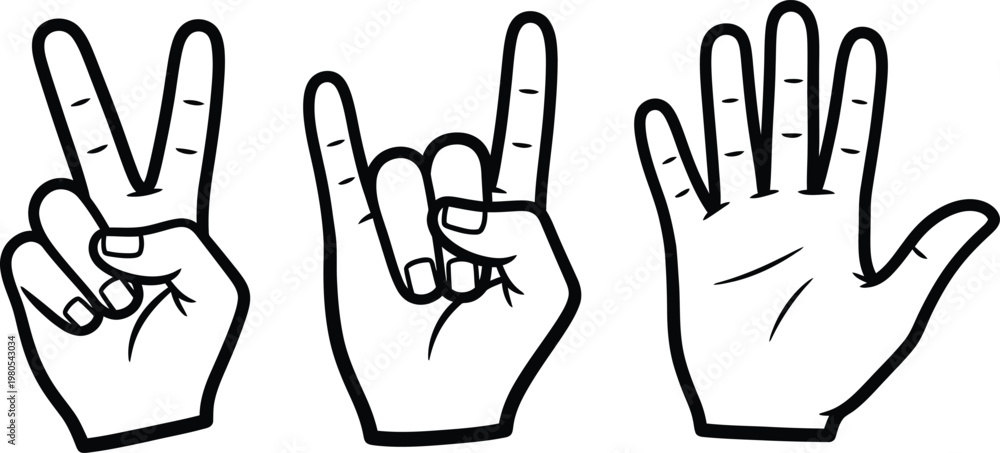 Obraz premium Hand Gestures Peace Sign Rock On