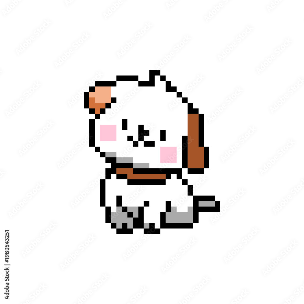 Fototapeta premium Vector Illustration of Cute Dog Character with Pixel Art Design