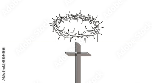 Crown of thorns on a cross.