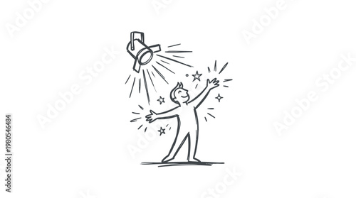 Person In Spotlight - Achievement and Success Concept