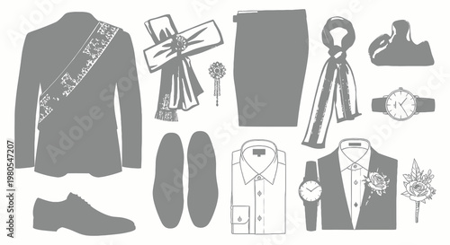 Elegant Men's Formal Suit and Wedding Groom Accessories