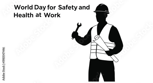 Silhouette of construction worker with text promoting workplace safety and health