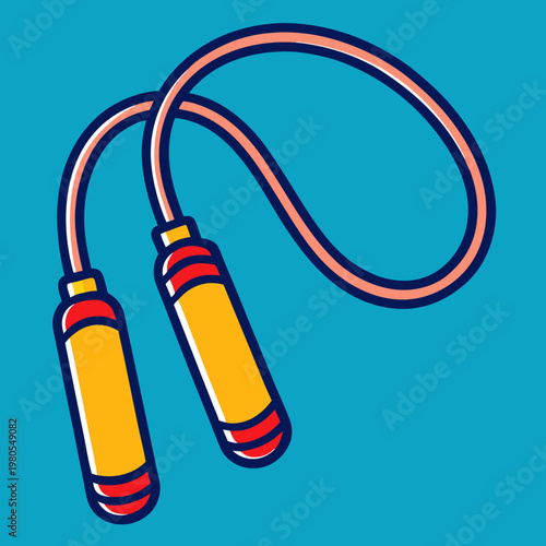 Colorful illustration of a jump rope with yellow handles for fitness and exercise