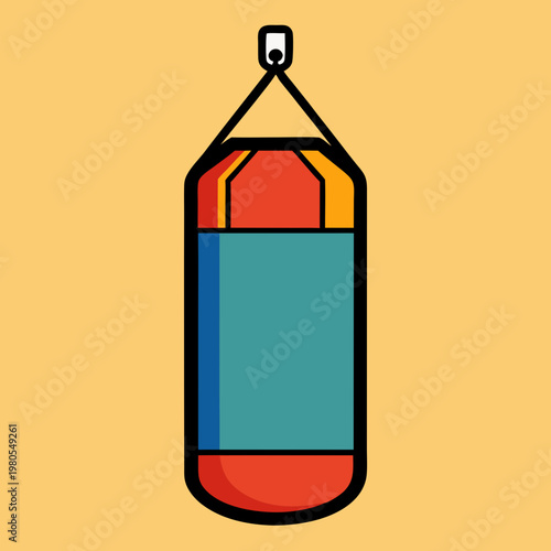 Colorful punching bag illustration for boxing and fitness training icon
