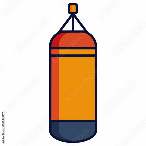 Vibrant flat design icon of a hanging boxing punching bag for training and fitness