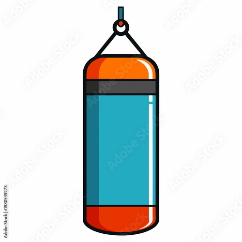 Colorful cartoon punching bag for boxing and fitness training icon
