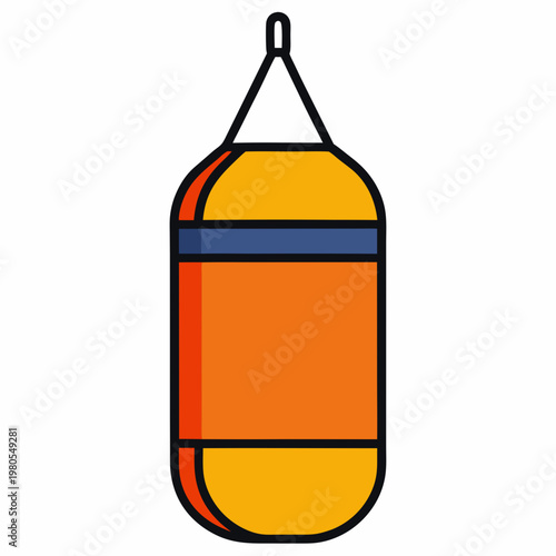 Vibrant punching bag illustration for martial arts training and fitness workout