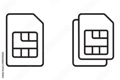 Sim card icon symbol for apps and websites. dual sim card sign and symbol