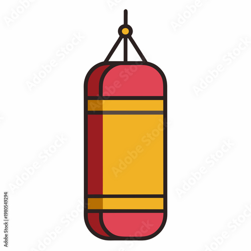 Vibrant cartoon style punching bag illustration ready for a workout session