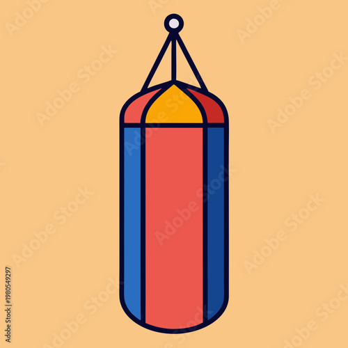 Colorful punching bag icon for martial arts and fitness training illustration