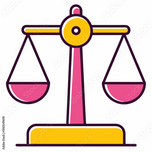A colorful illustration of a classic balance scale symbolizing justice and equilibrium