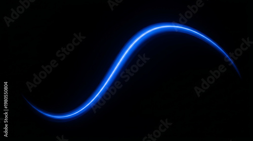 Bright blue infinity symbol graphic, dynamic light trail effect.