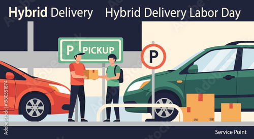 Hybrid Delivery Service at Pickup Point Illustration