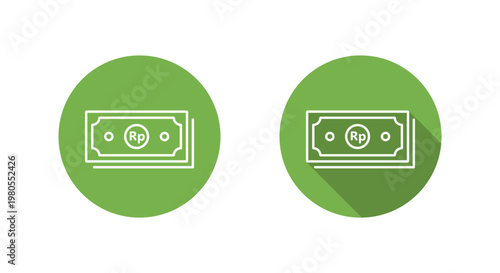 Indonesian rupiah banknote outline icon with long shadow. Rp money symbol
