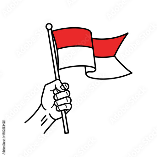 Hand Holding Indonesian Flag