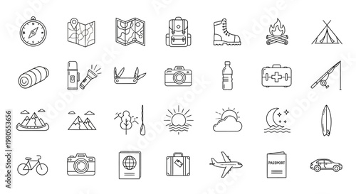 Travel icons and symbols collection.