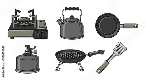 Collection of outline icons for data storage, cloud computing, server management, capacity, and secure information handling in digital technology concepts
