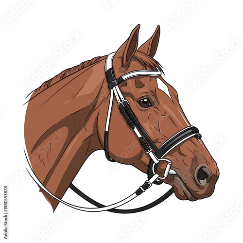Brown Horse Head With Bridle