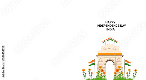 India Gate monument illustration for Independence Day celebration.