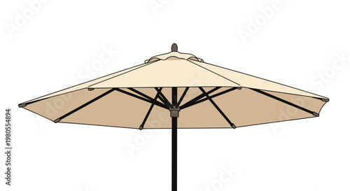 Large beige patio umbrella with a black pole and sturdy metal frame shown against a plain white background for outdoor shade.