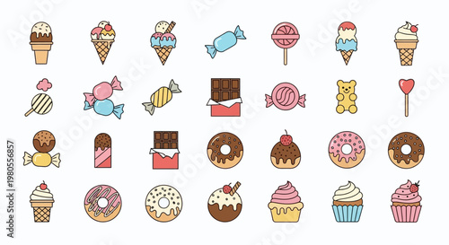 Colorful Sweets and Desserts Collection.