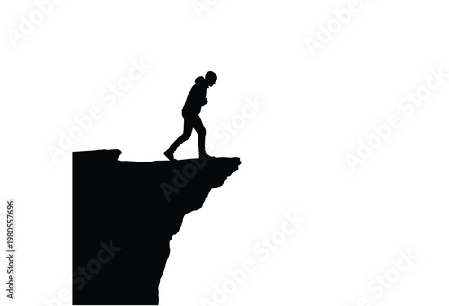A lone figure struggles forward on a cliff edge a dramatic dark silhouette