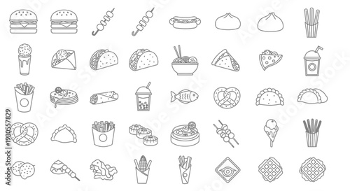 Various types of food icons.