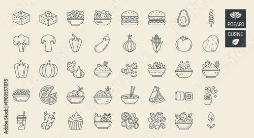 Food icons for restaurant menu design.