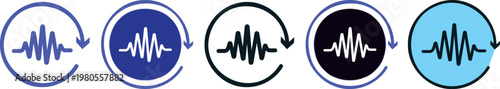 Voice assistant icon set. Voice recognition illustration. microphone and audio symbols, high-quality vector icons for recording, podcasting, and voice messaging.
