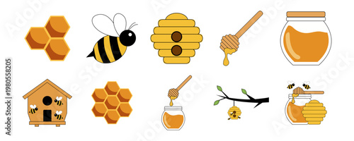Honey and Bee Icon Set