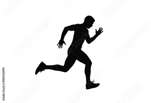 A dynamic image capturing a man in mid stride showcasing athletic movement silhouette