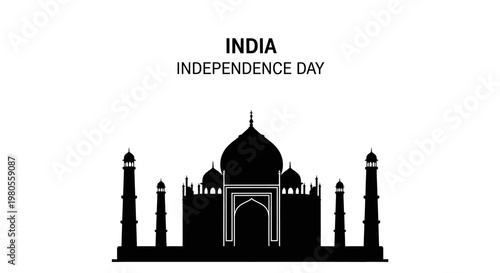 Silhouette illustration of the Taj Mahal for India Independence Day celebration.