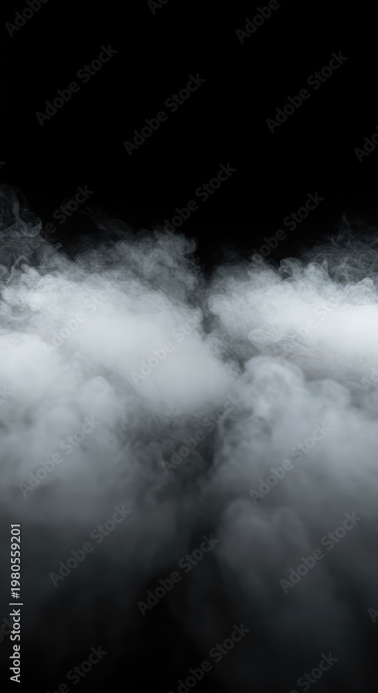 Fototapeta premium Abstract field of soft white vapor and haze floating across a dark backdrop, ideal for technology, product display, or atmospheric design elements, energy, fluid, display