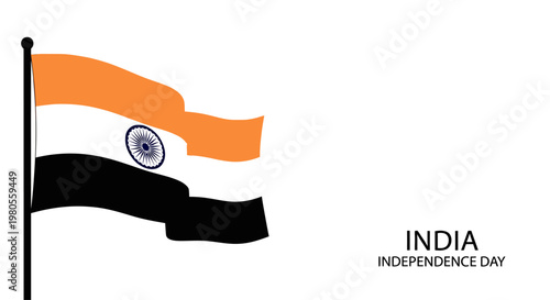 Indian National Flag Waving Illustration for Independence Day.