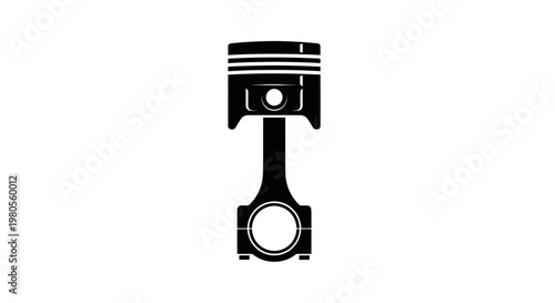 Engine Piston and Connecting Rod - Mechanical Component Isolated on White