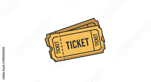 Retro Style Ticket Stub Icon, Vintage Admission Pass, Event Entry Coupon