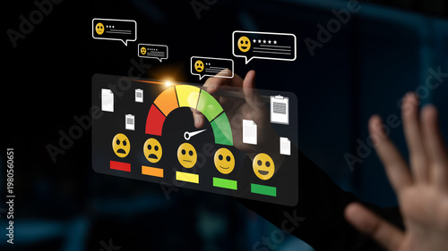 Tableau sur toile A concept of customer feedback analysis and satisfaction reporting