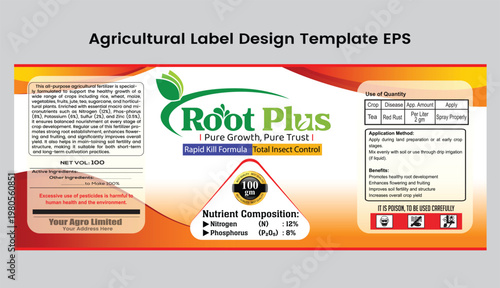 Agricultural Pesticide Bottle Label Design for Product Packaging