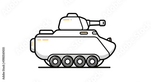 Minimalist Military Tank Illustration, Modern Armored Vehicle Icon for Army and Defense Concepts