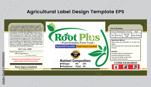 Agricultural Pesticide Bottle Label Design for Product Packaging