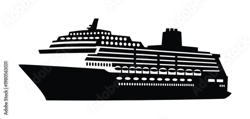 Vector of a large cruise ship on the water